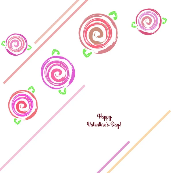 San Valentín Rosa Flor Tarjeta Felicitación Vector Fondo — Archivo Imágenes Vectoriales