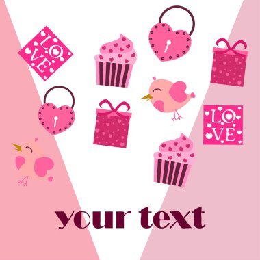 St. Valentine's Day için kutlama öğeleri kümesi. Beyaz arka plan üzerinde izole düz vektör çizim