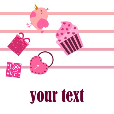 St. Valentine's Day için kutlama öğeleri kümesi. Beyaz arka plan üzerinde izole düz vektör çizim
