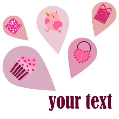 St. Valentine's Day için kutlama öğeleri kümesi. Beyaz arka plan üzerinde izole düz vektör çizim