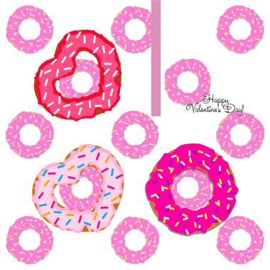 Sevgililer günü, kalp poğaça, tebrik kartı, vektör arka plan