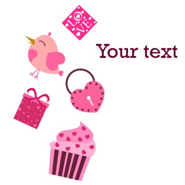 St. Valentine's Day için kutlama öğeleri kümesi. Beyaz arka plan üzerinde izole düz vektör çizim