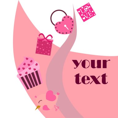 St. Valentine's Day için kutlama öğeleri kümesi. Beyaz arka plan üzerinde izole düz vektör çizim