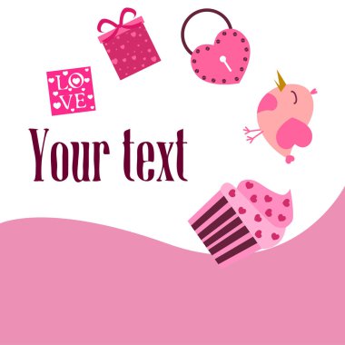 St. Valentine's Day için kutlama öğeleri kümesi. Beyaz arka plan üzerinde izole düz vektör çizim