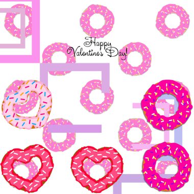 Sevgililer günü, kalp poğaça, tebrik kartı, vektör arka plan