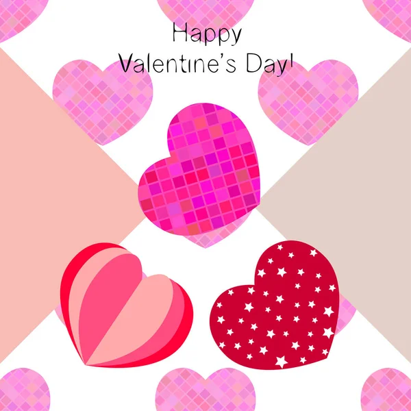 Día San Valentín Corazón Tarjeta Felicitación Vector Fondo — Vector de stock