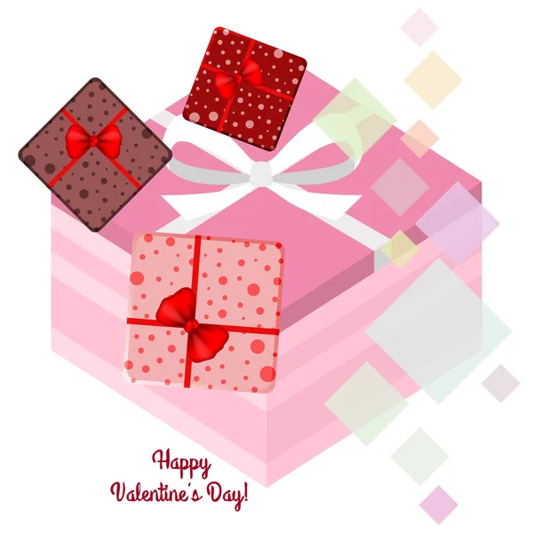 Día San Valentín Regalo Tarjeta Felicitación Vector Fondo — Vector de stock