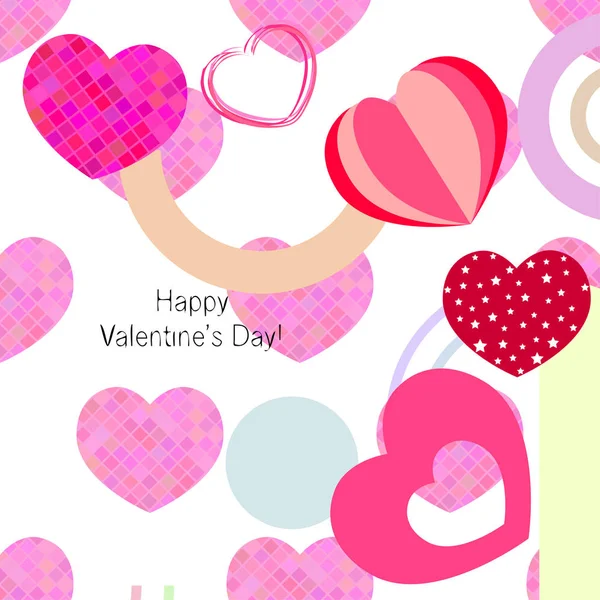 Día San Valentín Corazón Tarjeta Felicitación Vector Fondo — Vector de stock