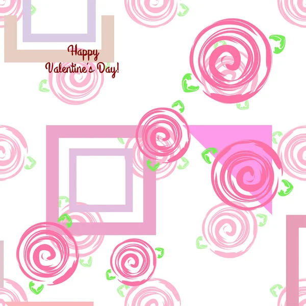 Valentine Day Rose Flower Greeting Card Vector Background — Stock Vector