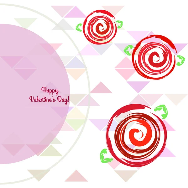 San Valentín Rosa Flor Tarjeta Felicitación Vector Fondo — Vector de stock