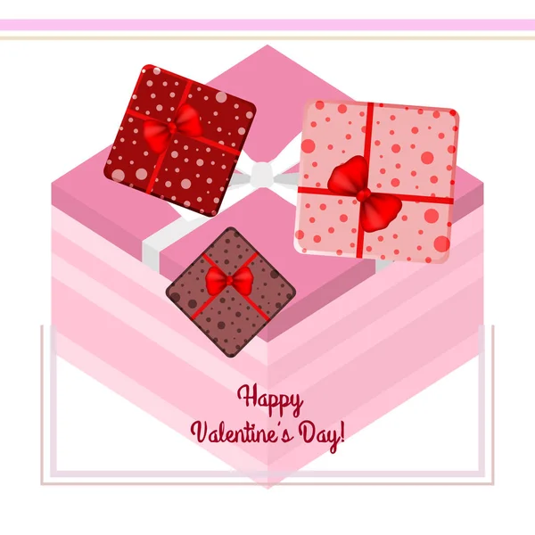 Día San Valentín Regalo Tarjeta Felicitación Vector Fondo — Vector de stock