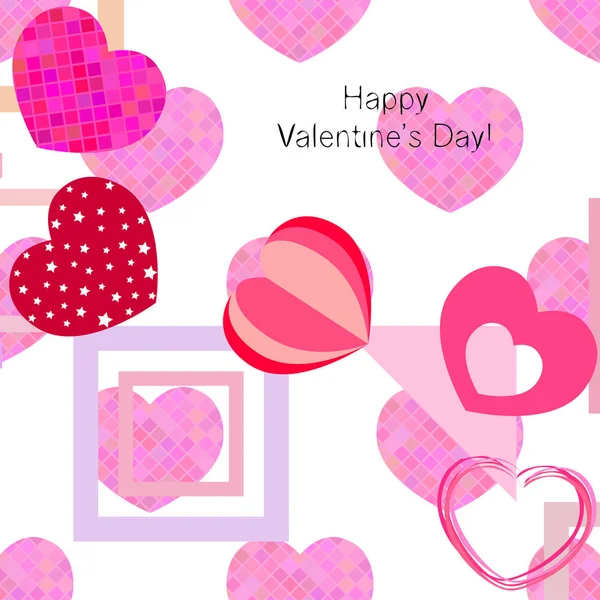 Valentine Day Heart Greeting Card Vector Background — Stock Vector