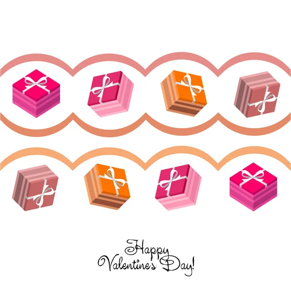 Día San Valentín Regalo Tarjeta Felicitación Vector Fondo — Vector de stock