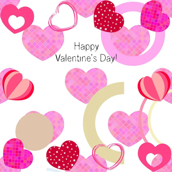 Valentine Day Heart Greeting Card Vector Background — Stock Vector