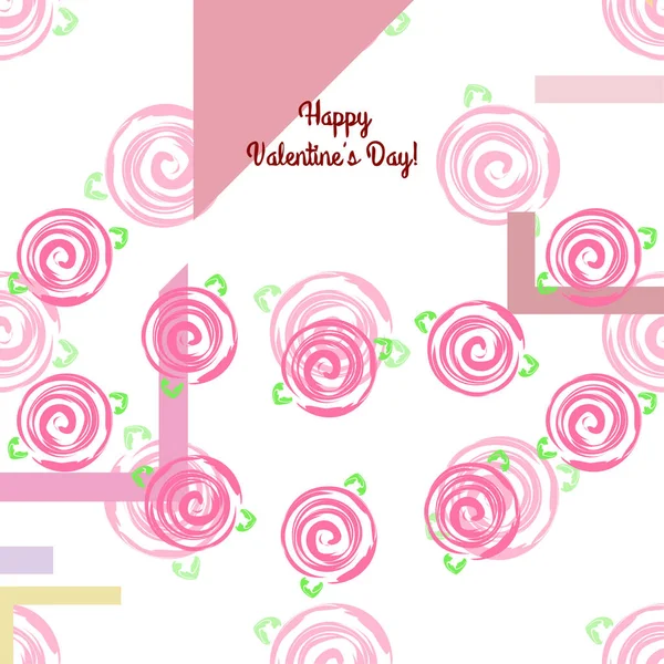 San Valentín Rosa Flor Tarjeta Felicitación Vector Fondo — Vector de stock