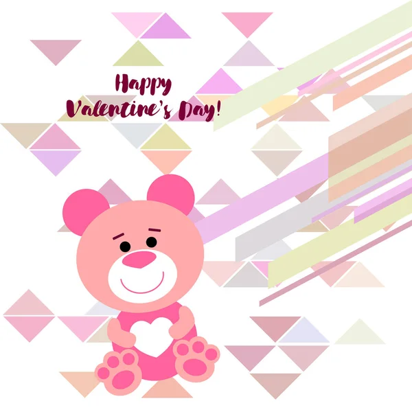 День Святого Валентина Плюшевый Мишка Поздравления Векторный Фон — стоковый вектор