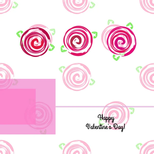 San Valentín Rosa Flor Tarjeta Felicitación Vector Fondo — Vector de stock