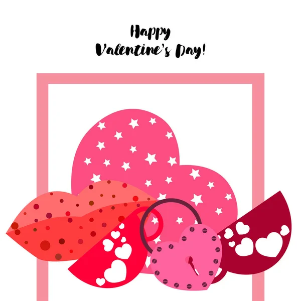 Día San Valentín Taza Cerradura Labios Corazón Vector Fondo — Vector de stock