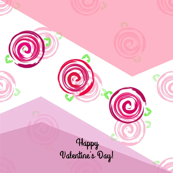 San Valentín Rosa Flor Tarjeta Felicitación Vector Fondo — Archivo Imágenes Vectoriales