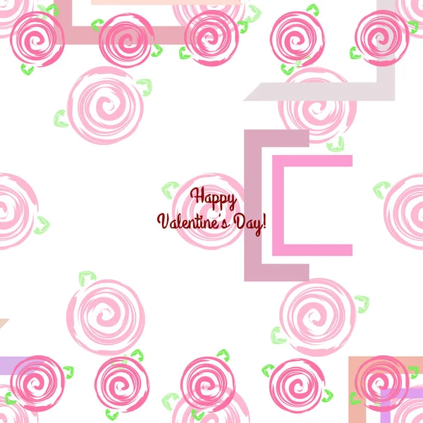 Saint Valentin Rose Fleur Carte Voeux Fond Vectoriel — Image vectorielle