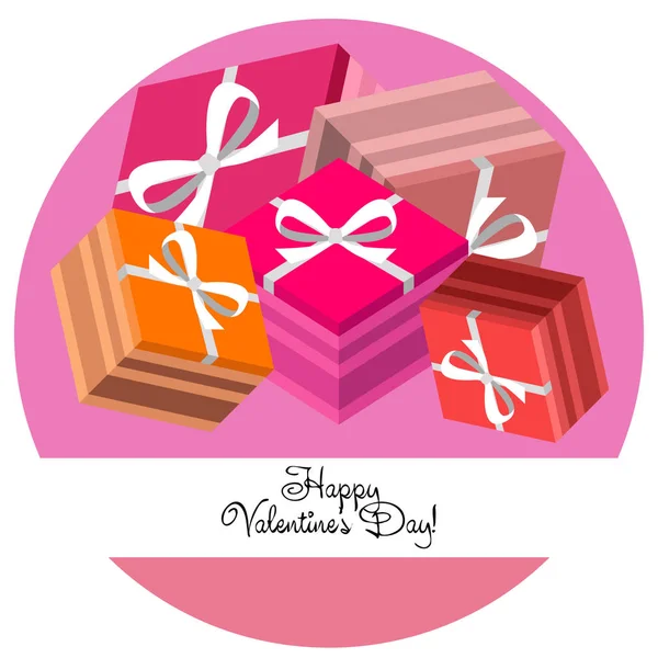 Día San Valentín Regalo Tarjeta Felicitación Vector Fondo — Vector de stock