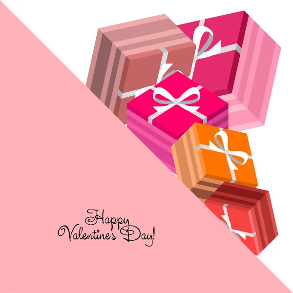 Valentine Day Gift Greeting Card Vector Background — Stock Vector