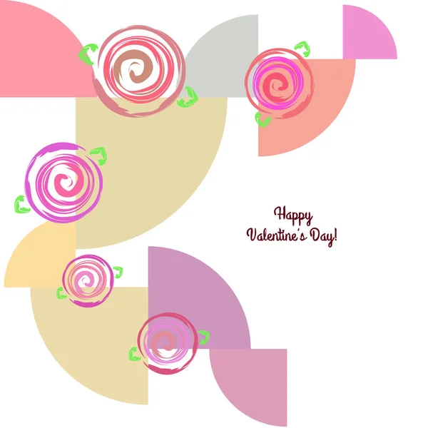 San Valentín Rosa Flor Tarjeta Felicitación Vector Fondo — Vector de stock