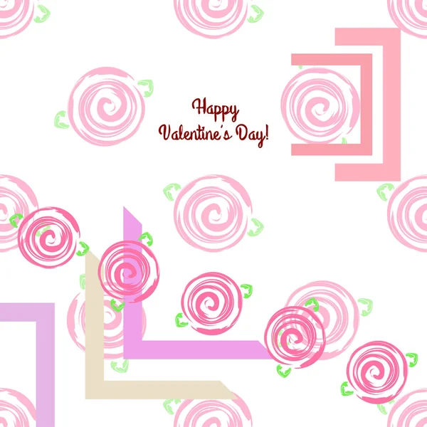 Saint Valentin Rose Fleur Carte Voeux Fond Vectoriel — Image vectorielle