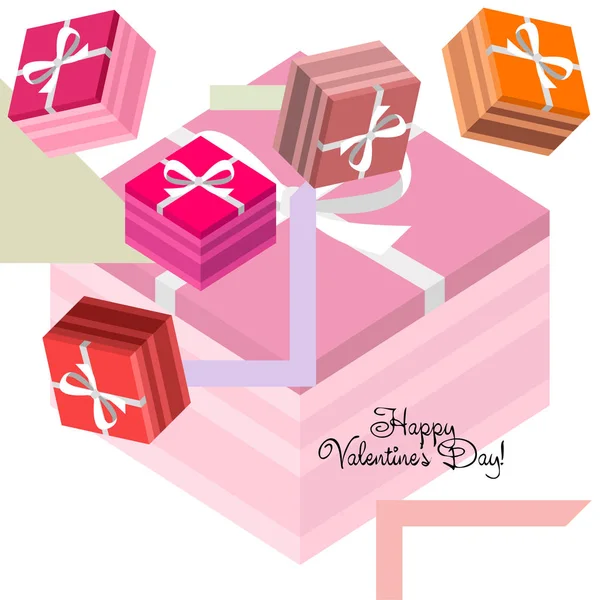 Día San Valentín Regalo Tarjeta Felicitación Vector Fondo — Vector de stock