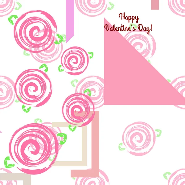 San Valentín Rosa Flor Tarjeta Felicitación Vector Fondo — Archivo Imágenes Vectoriales