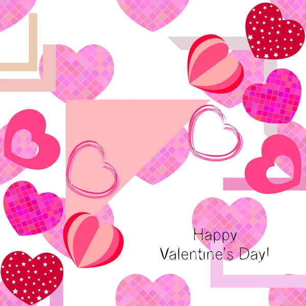 Día San Valentín Corazón Tarjeta Felicitación Vector Fondo — Vector de stock