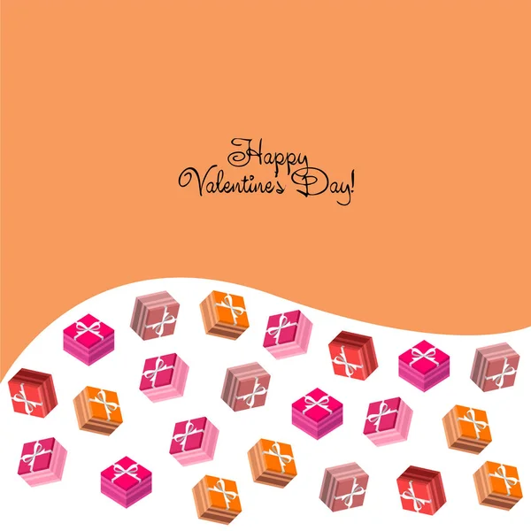 Den Svatého Valentýna Dárek Blahopřání Vektorové Pozadí — Stockový vektor