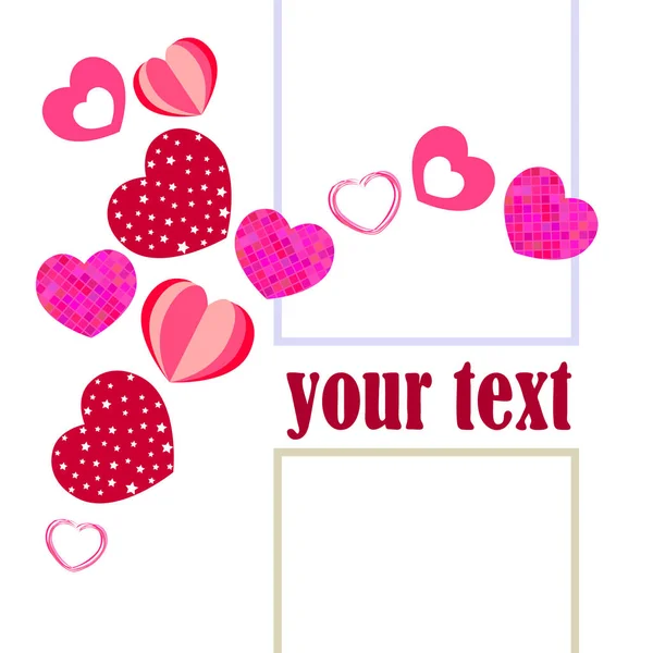 Valentine Day Heart Greeting Card Vector Background — Stock Vector