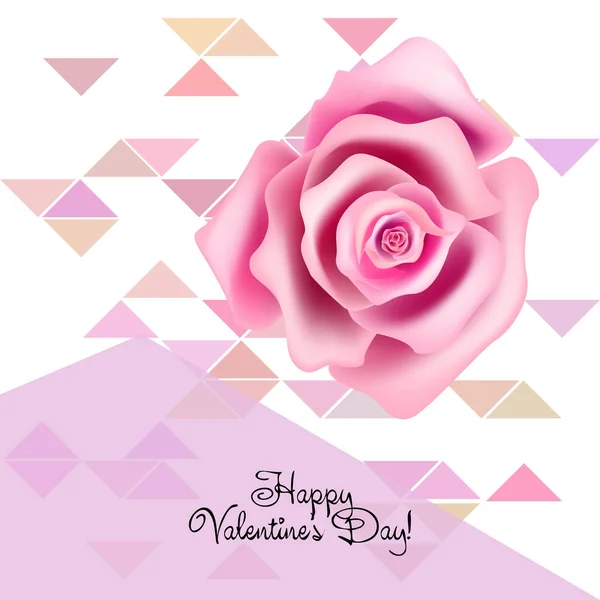 Valentine Day Rose Flower Greeting Card Vector Background — Stock Vector