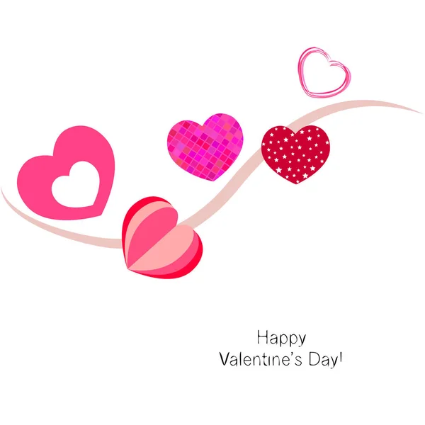 Día San Valentín Corazón Tarjeta Felicitación Vector Fondo — Vector de stock