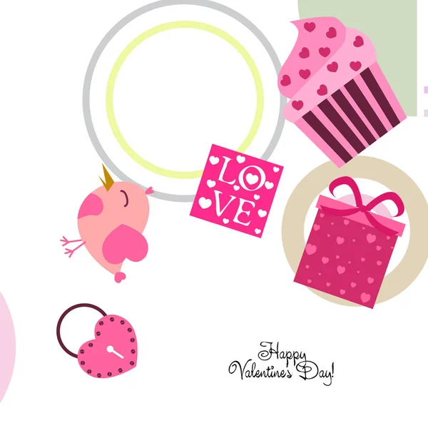 Conjunto Elementos Celebración Para Día San Valentín Ilustración Vectorial Plana — Vector de stock