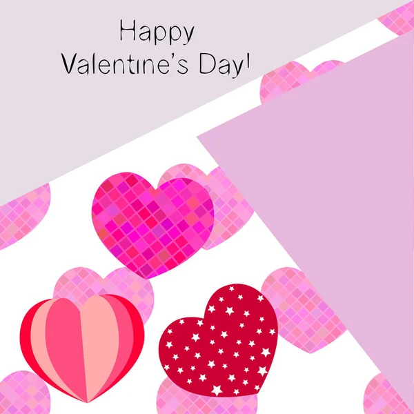 Valentine Day Heart Greeting Card Vector Background — Stock Vector