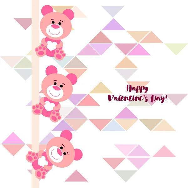 Valentine Day Teddy Bear Congratulation Vector Background — Stock Vector