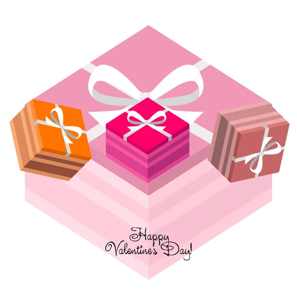 Día San Valentín Regalo Tarjeta Felicitación Vector Fondo — Archivo Imágenes Vectoriales