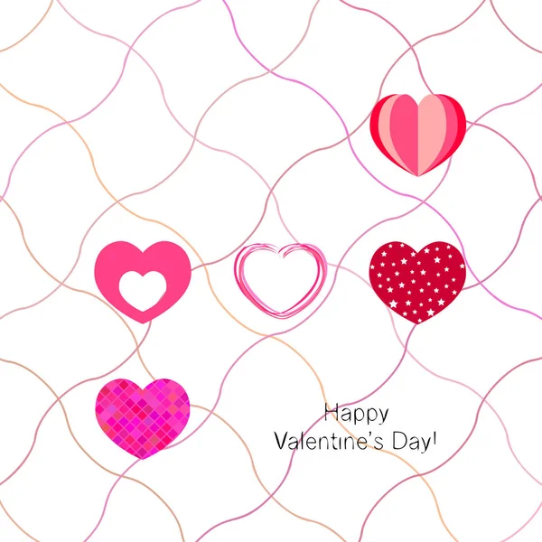 Día San Valentín Corazón Tarjeta Felicitación Vector Fondo — Vector de stock