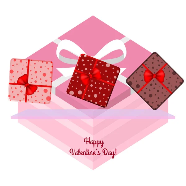 Día San Valentín Regalo Tarjeta Felicitación Vector Fondo — Vector de stock