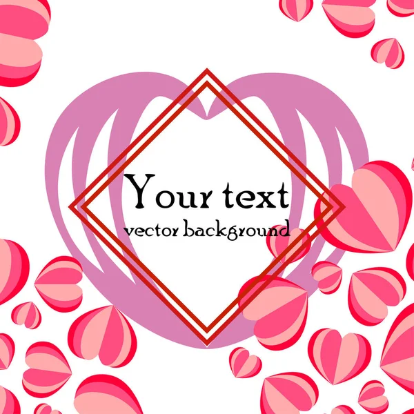 Valentine Day Heart Greeting Card Vector Background — Stock Vector