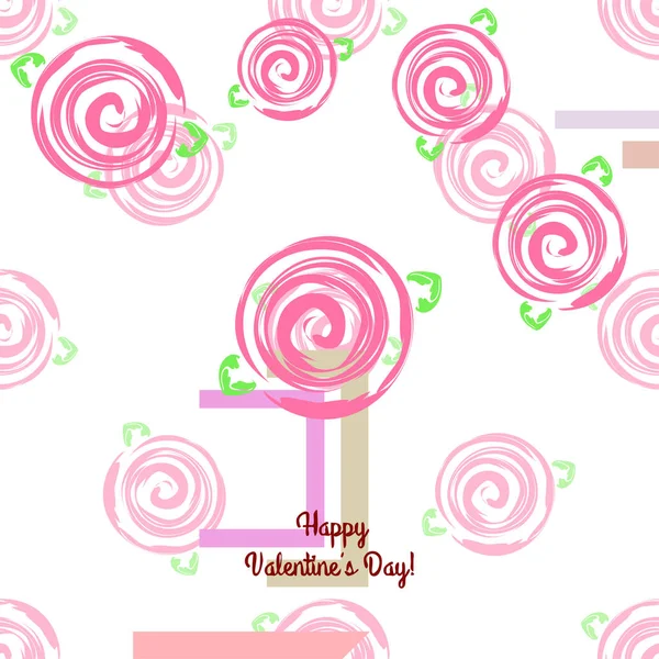 Saint Valentin Rose Fleur Carte Voeux Fond Vectoriel — Image vectorielle