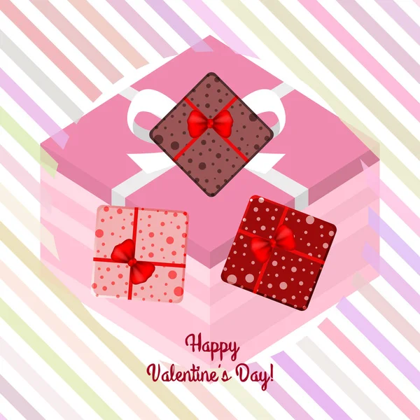 Día San Valentín Regalo Tarjeta Felicitación Vector Fondo — Archivo Imágenes Vectoriales
