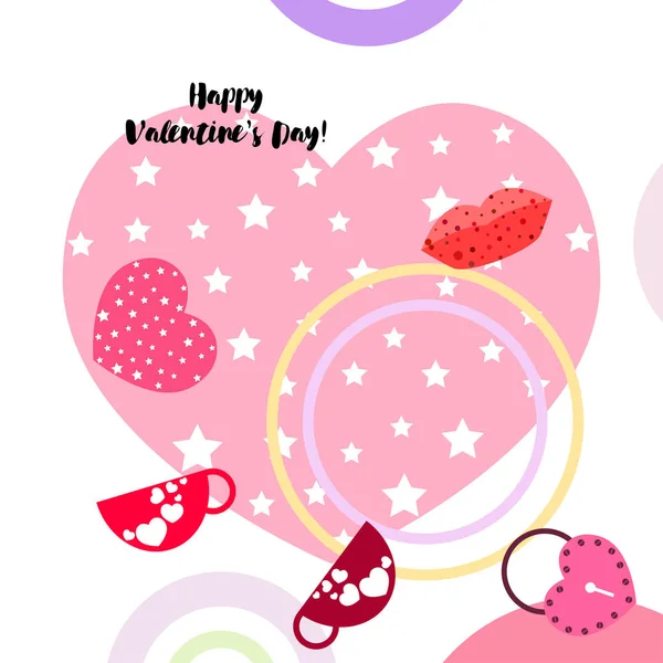 Valentine Day Mug Lock Lips Heart Vector Background — Stock Vector