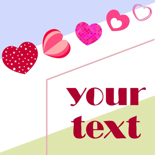 Valentine Day Heart Greeting Card Vector Background — Stock Vector