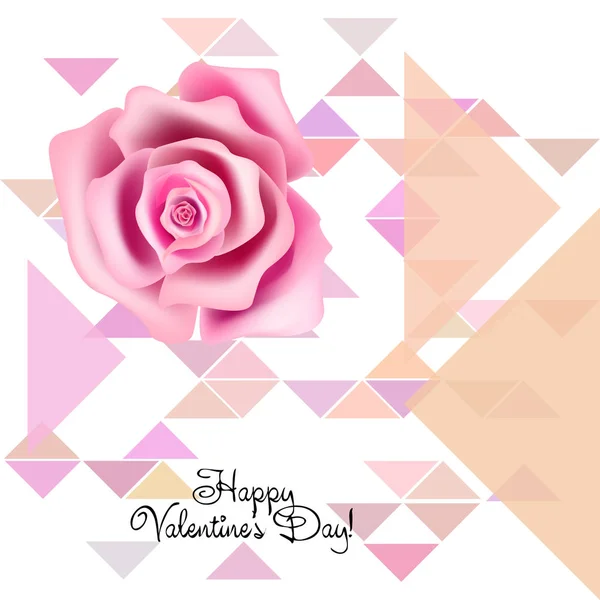 San Valentín Rosa Flor Tarjeta Felicitación Vector Fondo — Archivo Imágenes Vectoriales