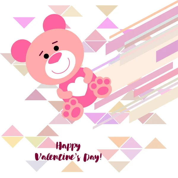 Valentine Day Teddy Bear Congratulation Vector Background — Stock Vector