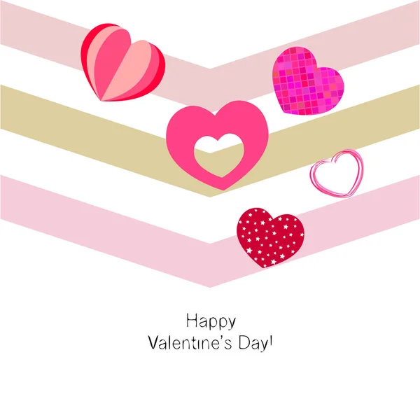 Valentine Day Heart Greeting Card Vector Background — Stock Vector