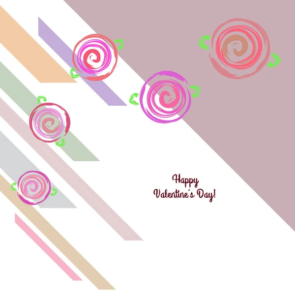 San Valentín Rosa Flor Tarjeta Felicitación Vector Fondo — Vector de stock